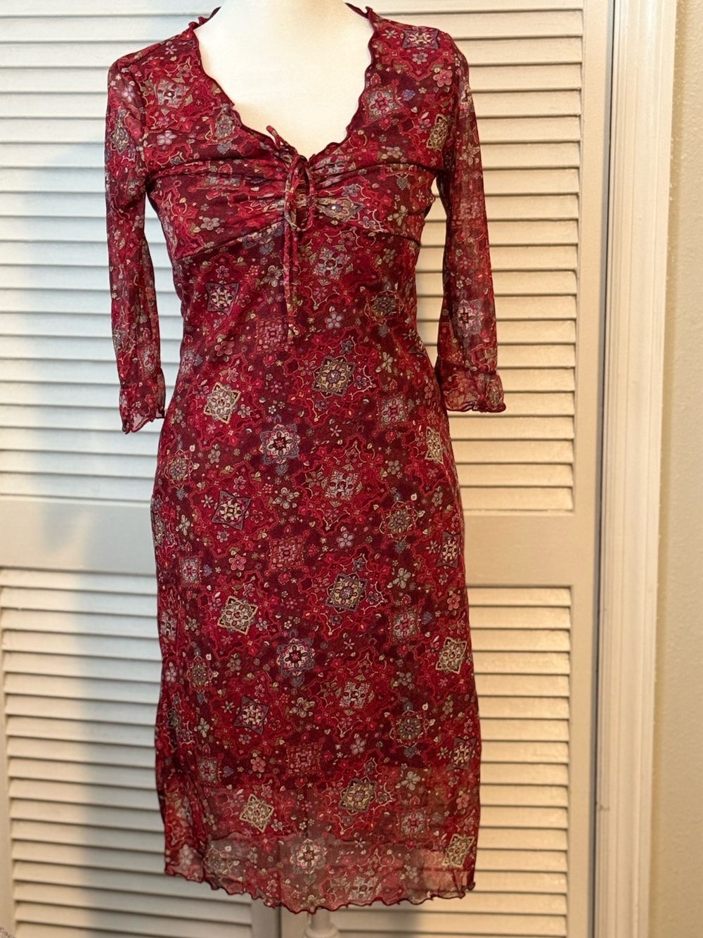 Vintage Y2K Babydoll Elena Gilbert Fitted Burgundy Fairy  Womens Dress Medium